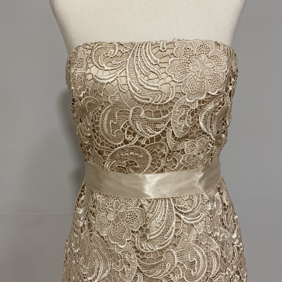 Adrianna Papell Strapless Lace Sheath Dress - Picture 4 of 9